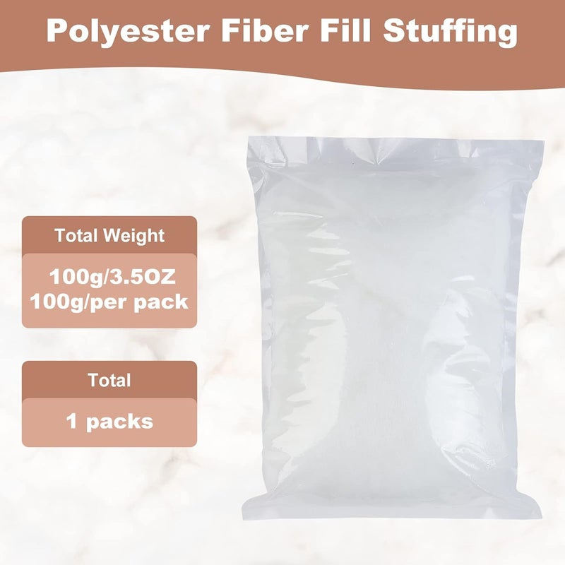 cedarol 100g/3.53OZ Premium Polyester Fiber, Fiber Fill Stuffing, White High Resilience Fill Fiber for Stuffed Animal Crafts, Pillow Filling and Fiberfill DIY Dolls - Image 2